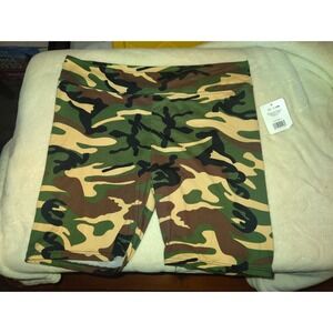 Sweet Womens Green Camouflage Biker Shorts Camo Athletic Spandex Shorts XL NWT